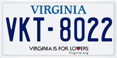 VA license plate VKT8022