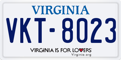 VA license plate VKT8023