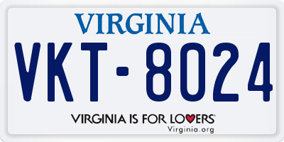 VA license plate VKT8024