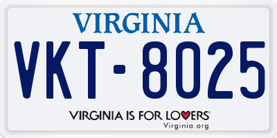 VA license plate VKT8025
