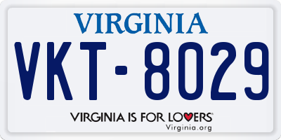 VA license plate VKT8029