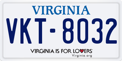 VA license plate VKT8032