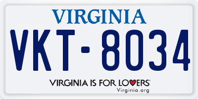VA license plate VKT8034