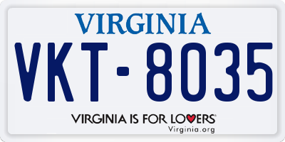 VA license plate VKT8035
