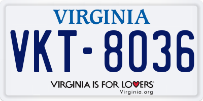 VA license plate VKT8036