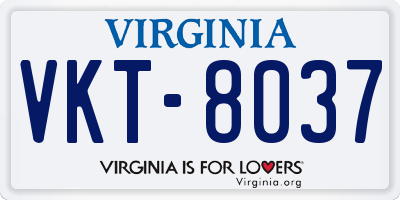VA license plate VKT8037