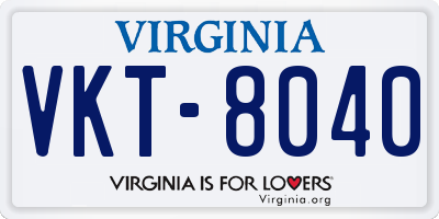 VA license plate VKT8040