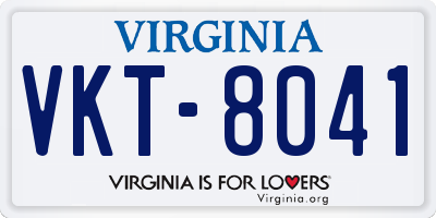 VA license plate VKT8041