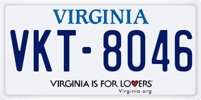 VA license plate VKT8046