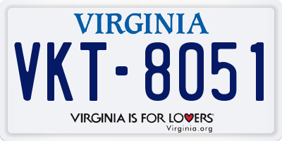 VA license plate VKT8051