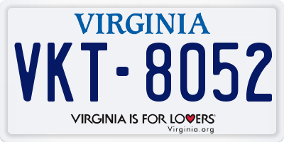 VA license plate VKT8052