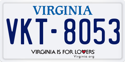 VA license plate VKT8053