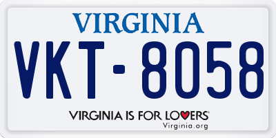 VA license plate VKT8058