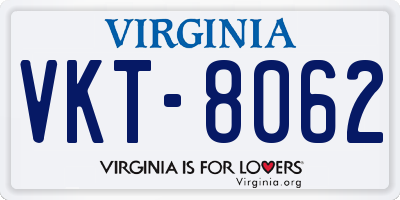 VA license plate VKT8062