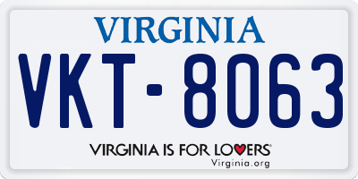 VA license plate VKT8063