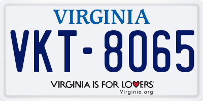 VA license plate VKT8065