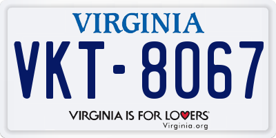 VA license plate VKT8067