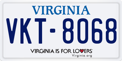 VA license plate VKT8068