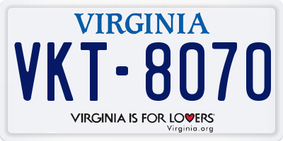 VA license plate VKT8070