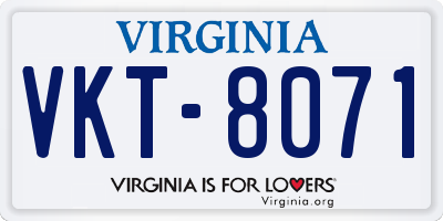 VA license plate VKT8071