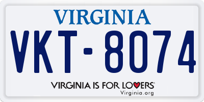VA license plate VKT8074