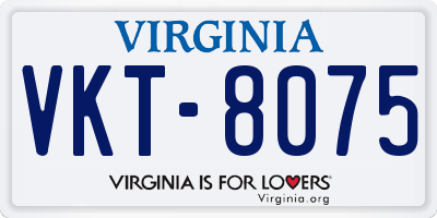 VA license plate VKT8075