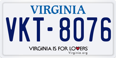 VA license plate VKT8076