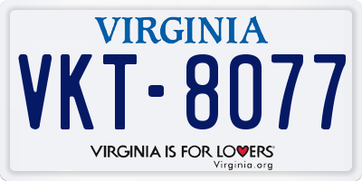 VA license plate VKT8077