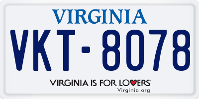 VA license plate VKT8078