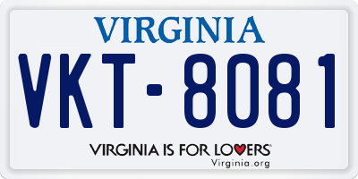 VA license plate VKT8081