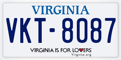 VA license plate VKT8087