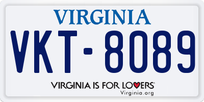 VA license plate VKT8089