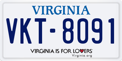 VA license plate VKT8091