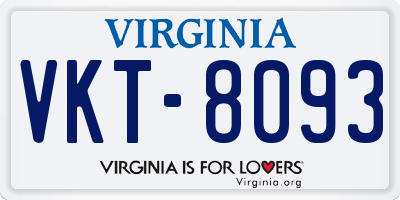 VA license plate VKT8093
