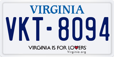 VA license plate VKT8094