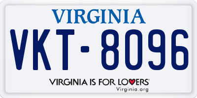 VA license plate VKT8096
