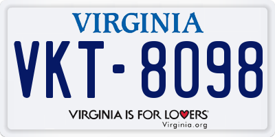 VA license plate VKT8098
