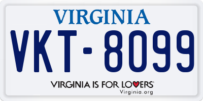 VA license plate VKT8099