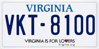 VA license plate VKT8100