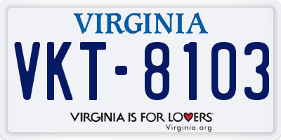VA license plate VKT8103