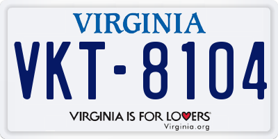 VA license plate VKT8104