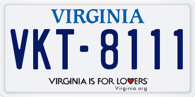 VA license plate VKT8111