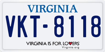 VA license plate VKT8118