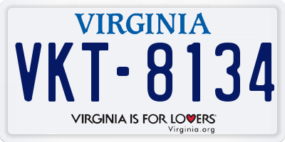 VA license plate VKT8134