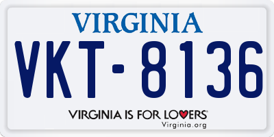 VA license plate VKT8136