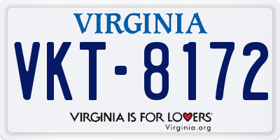 VA license plate VKT8172