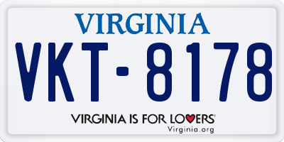 VA license plate VKT8178