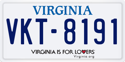 VA license plate VKT8191