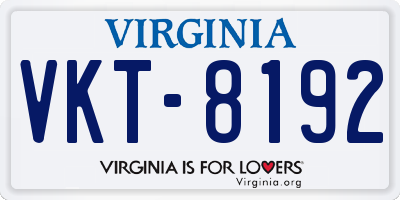 VA license plate VKT8192