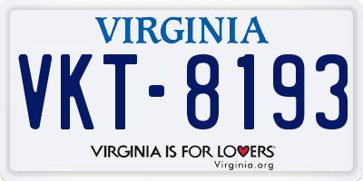 VA license plate VKT8193